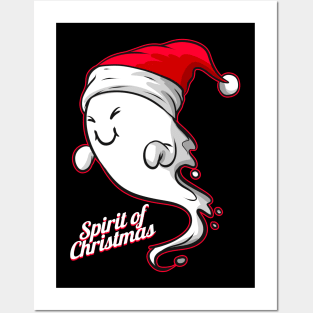 Ghost With Santas Hat Spirit Of Christmas Posters and Art